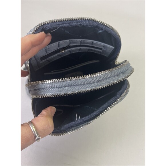 French Connection Shai Croc Sling Bag Denim Blue Faux Croc Crossbody NWT - Picture 5 of 7